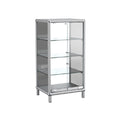 Modern Glass Display Cabinet with Shelves and Chrome Frame