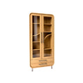 Modern Wooden Display Cabinet with Glass Doors and Adjustable Shelves